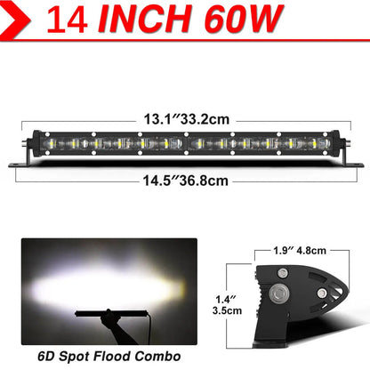 LED Light Bar 8" 14" 20" inch Driving Fog Lamp