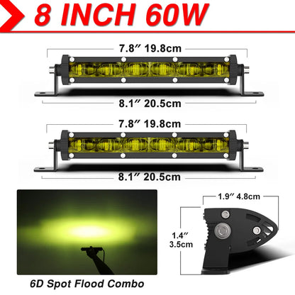 LED Light Bar 8" 14" 20" inch Driving Fog Lamp